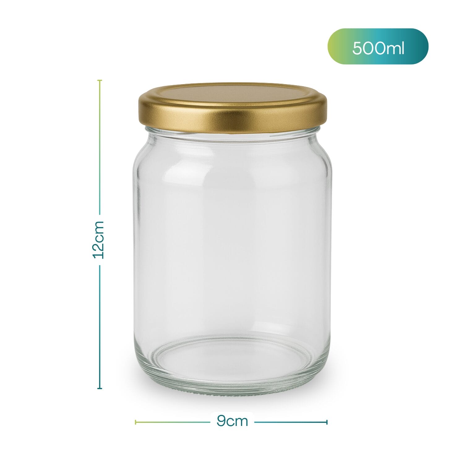 Barattolo in vetro da 500 ml con tappo dorato ermetico per conserve