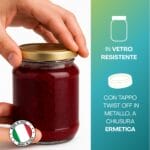 Barattolo in vetro resistente con tappo in metallo twist off Made in Italy