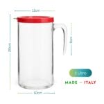 Dimensioni brocca vetro con coperchio rosso 1 litro 20x11x10 cm