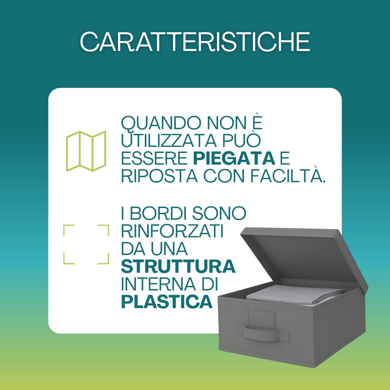 Scatola contenitore Oxford pieghevole con rinforzi plastici ai bordi
