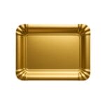 Vassoio rettangolare oro in cartone politenato per alimenti, fondo pieno