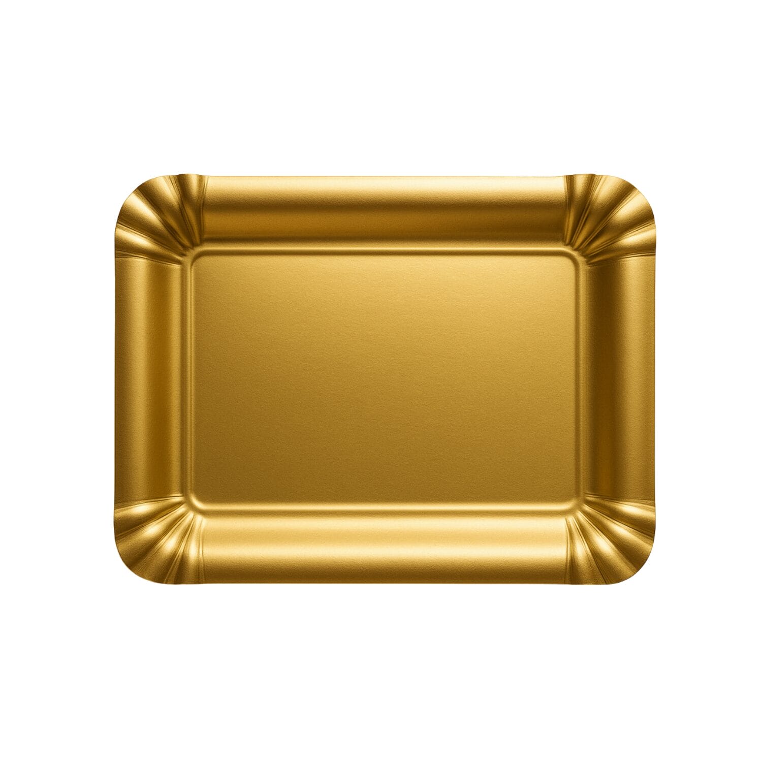 Vassoio rettangolare oro in cartone politenato per alimenti, fondo pieno