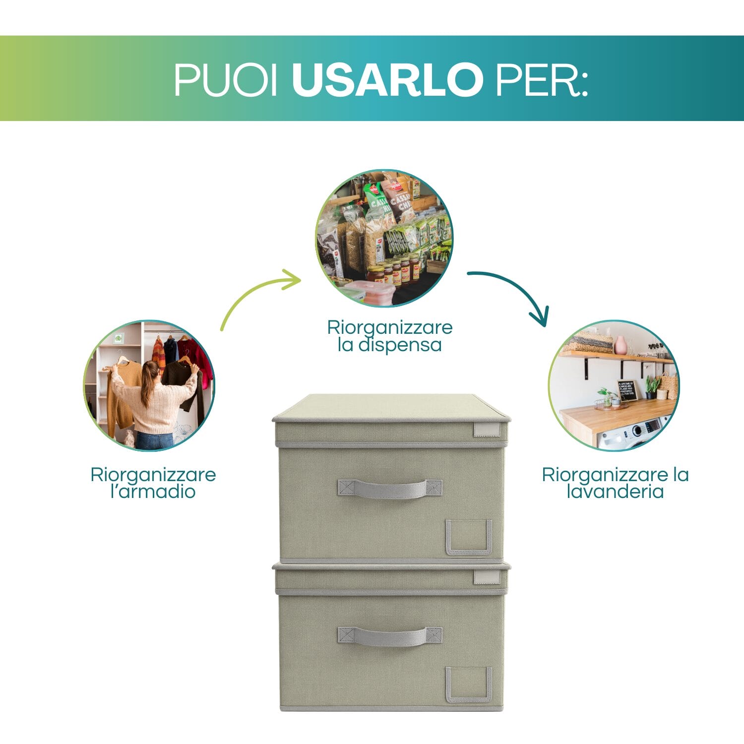 Set contenitori Oxford per armadio, dispensa e lavanderia