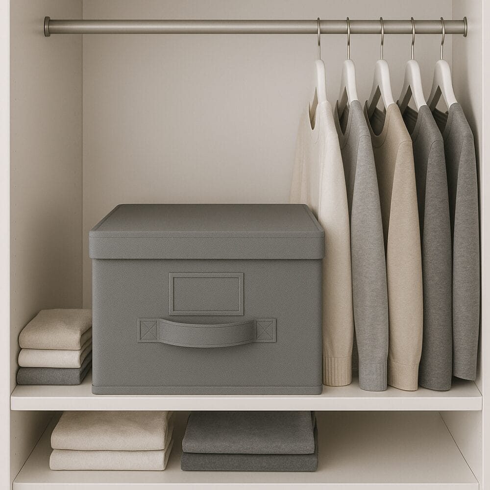 Contenitore Oxford con coperchio rigido, ideale per organizzare vestiti in armadio