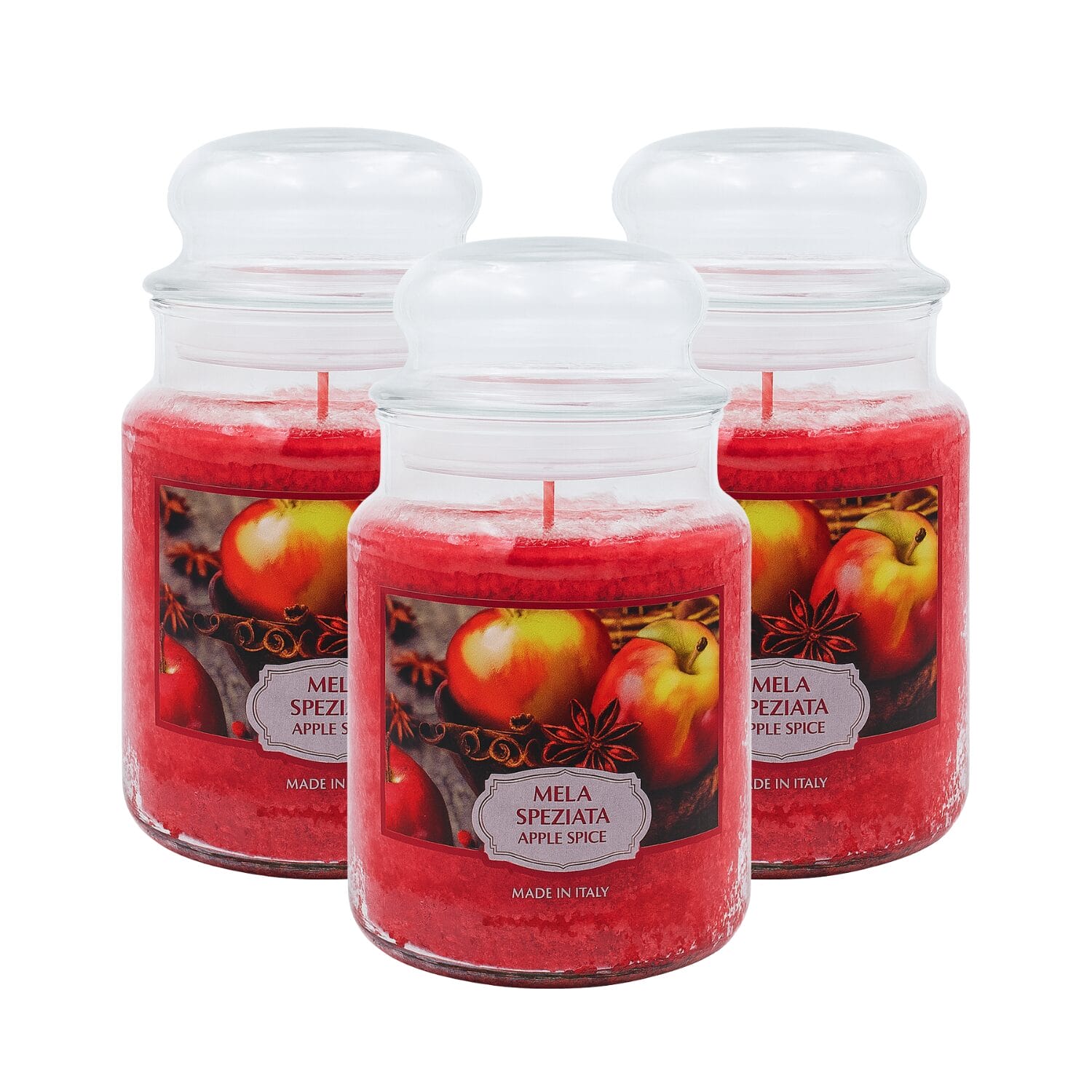 Candela profumata mela speziata in barattolo vetro 550g Made in Italy