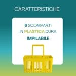 Portabottiglie 6 scomparti in plastica dura impilabile