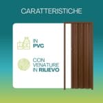 Porta a soffietto marrone in PVC con venature effetto legno realistico