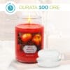 Candela mela speziata rossa accesa durata 100 ore