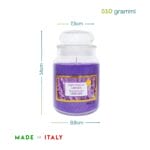 Candela lavanda viola 510g con misure 14x9,8 cm Made in Italy