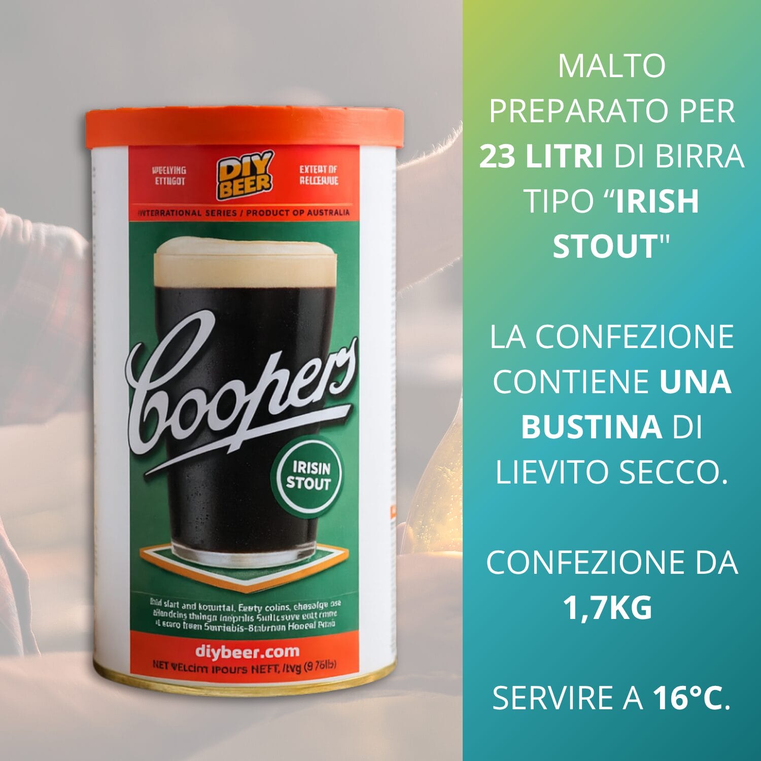 Malto per birra Coopers Irish Stout 1,7 kg con lievito secco per 23 litri