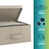 Scatola portaoggetti Oxford beige con protezione antimuffa, antitarme e antiumidità