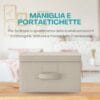 Contenitore Oxford beige con maniglia e porta etichette per facile catalogazione