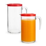Set 2 brocche in vetro con coperchio rosso da 1 litro per bevande