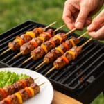 Spiedini in legno biodegradabili ideali per barbecue con carne e verdure