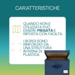 Scatola contenitore pieghevole con rinforzi in plastica – tessuto oxford blu