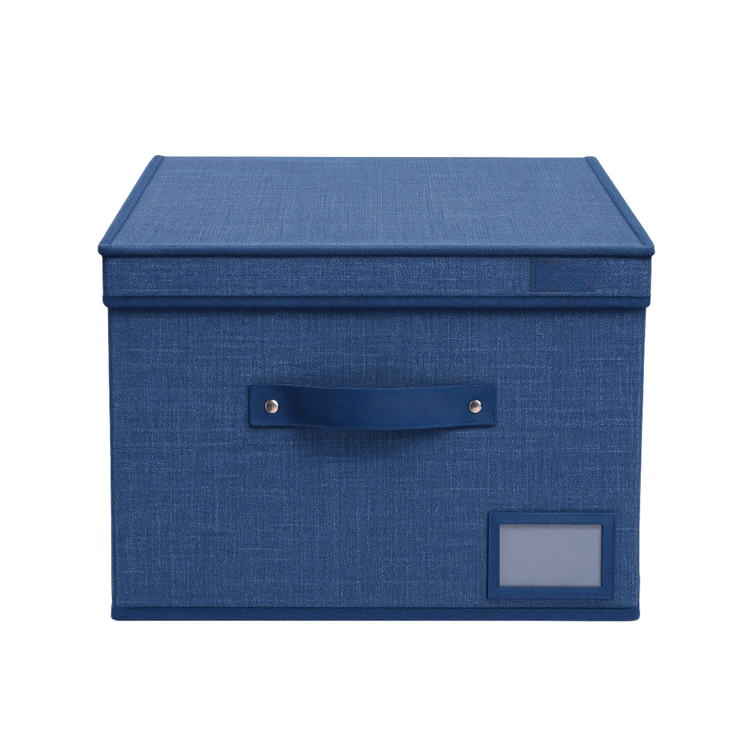 Scatola contenitore in tessuto oxford blu con coperchio e maniglia