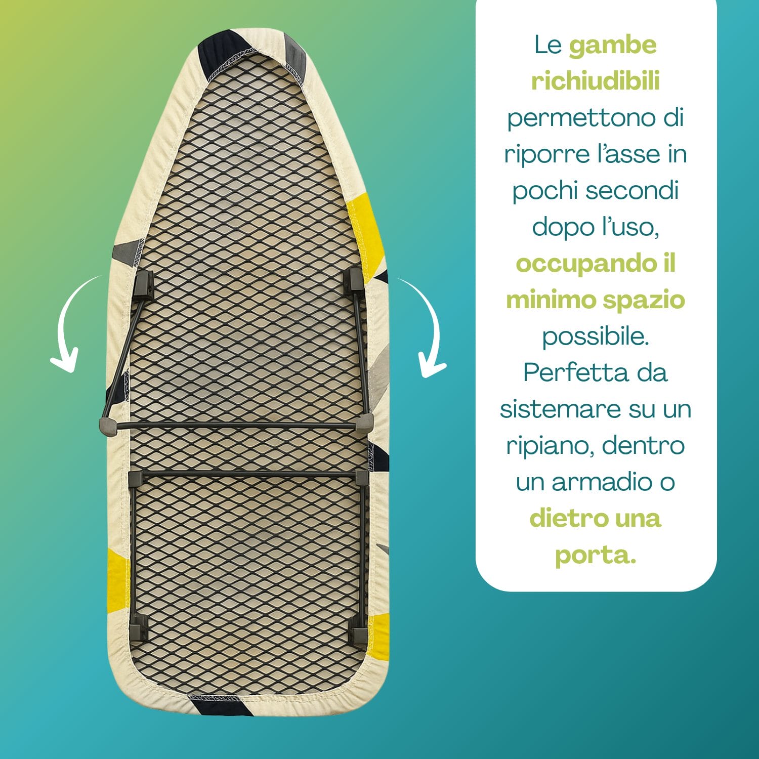 asse-da-stiro-pieghevole Mini asse da stiro pieghevole Paluplus con struttura in metallo e copriasse fantasia