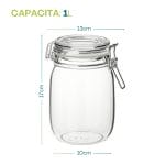 Barattolo in vetro da 1 litro con chiusura ermetica, dimensioni 17x10 cm, ideale per conserve