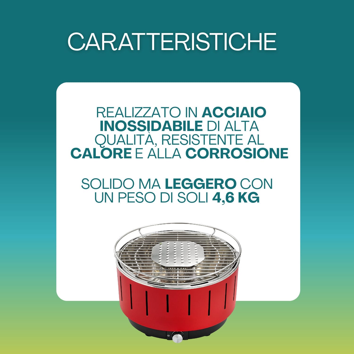 bbq da tavola caratteristiche Barbecue da tavolo con griglia removibile e braciere in acciaio inox