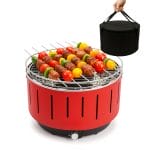 Barbecue da tavolo con spiedini assortiti e borsa per trasporto inclusa