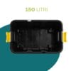 Baule porta attrezzi in plastica rigida nera capacità 150 litri con chiusura a scatto
