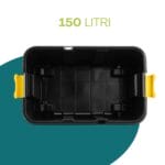 Baule porta attrezzi in plastica rigida nera capacità 150 litri con chiusura a scatto