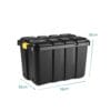 Baule porta attrezzi 150 litri con ruote e dimensioni 79x52x52 cm in plastica rigida