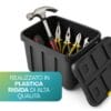 Contenitore porta attrezzi 150 litri in plastica dura nera resistente con coperchio