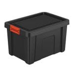 Box porta attrezzi nero con chiusura arancione e coperchio antiscivolo