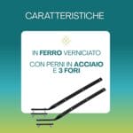 bracci-stendibiancheria-caratteristiche Bracci stendibiancheria in ferro verniciato con perni in acciaio e 3 fori