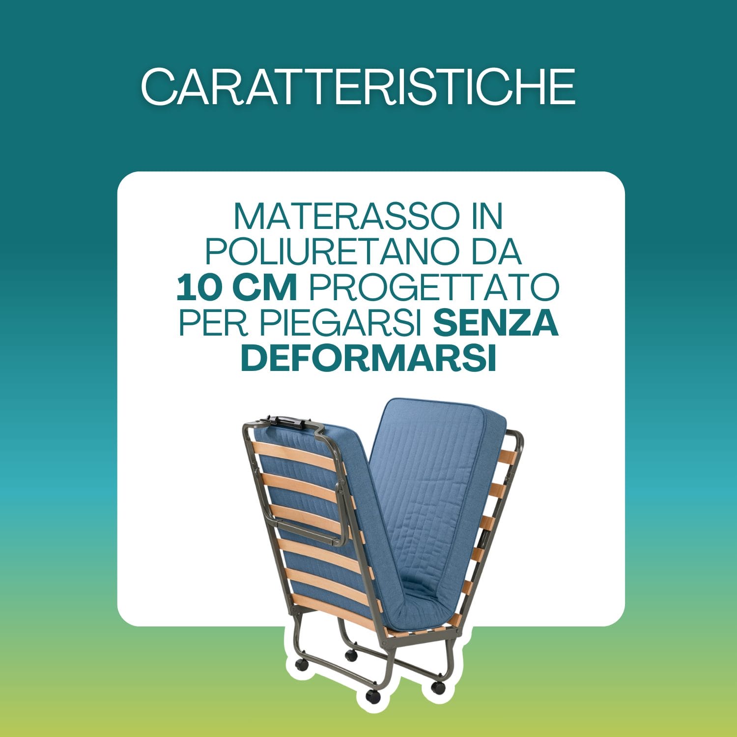 Brandina pieghevole con materasso in poliuretano 10 cm anti deformazione