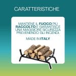 brucialegna a 4 barre caratteristiche Brucialegna in ferro battuto con legna sollevata per fuoco più sicuro e raccolto