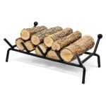 brucialegna in ferro battuto principale Supporto brucialegna in ferro battuto con ceppi di legno