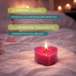 Candela profumata a forma di cuore rosa con stoppino cerato e contenitore trasparente