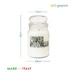 candele in giara misure Candela Fiori Bianchi in vetro con tappo ermetico da 510 grammi e misure 14x9,8 cm