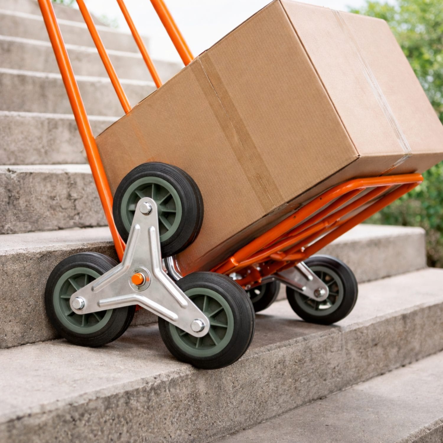 carrello portapacchi coreografica Carrello saliscale per trasporto pacchi su scale con ruote a stella