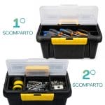 Cassetta attrezzi 10L con doppio scomparto interno e coperchio trasparente