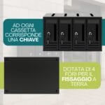Cassetta postale 4 posti con chiavi e piastra posteriore a 4 fori per fissaggio