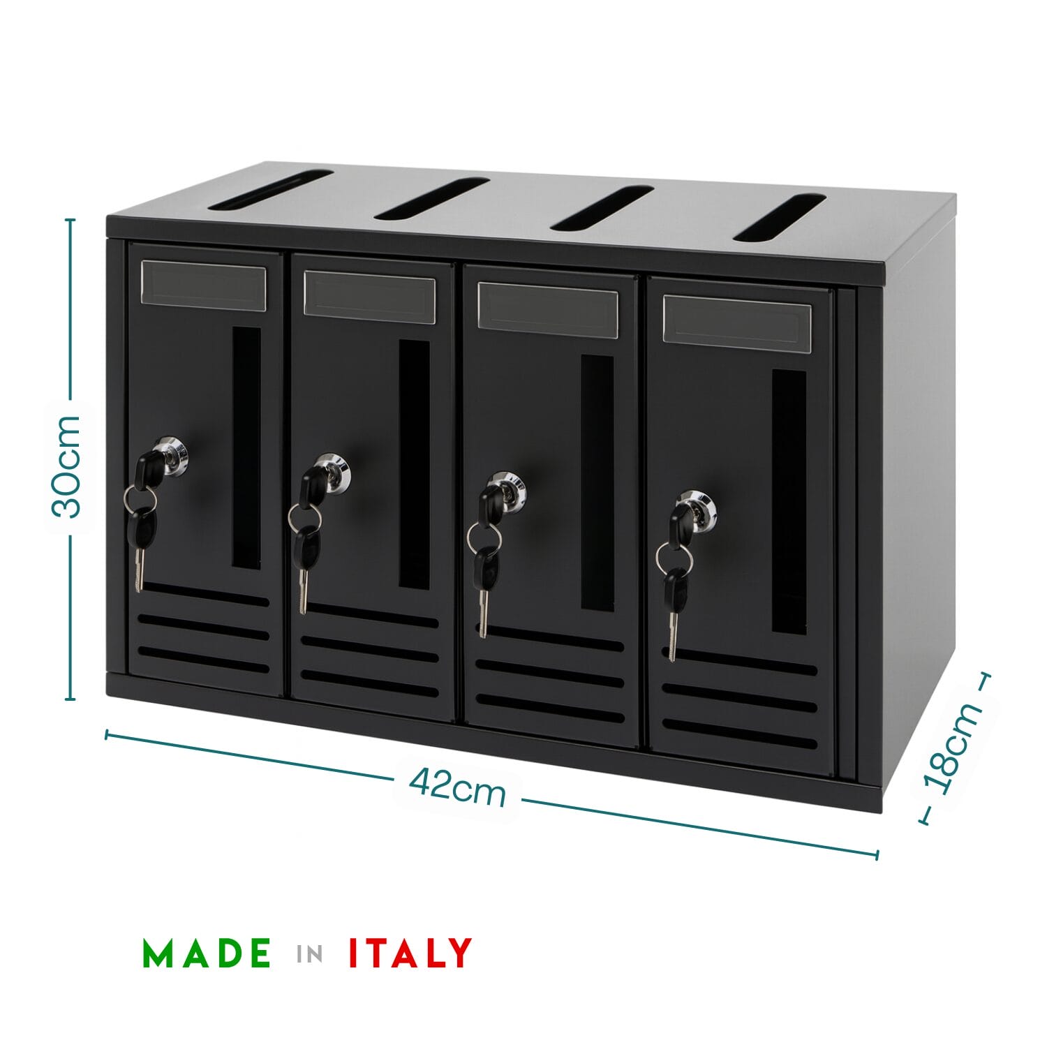 Cassetta postale condominiale nera 42x30x18 cm Made in Italy con chiavi incluse