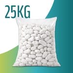 Sacco da 25 kg di ciottoli bianchi in ghiaia naturale per decorazione giardino
