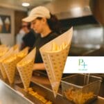 Coni in carta per fritti patatine street food ideali per pub e friggitorie