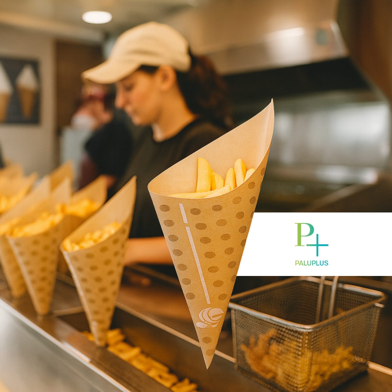 Coni in carta per fritti patatine street food ideali per pub e friggitorie