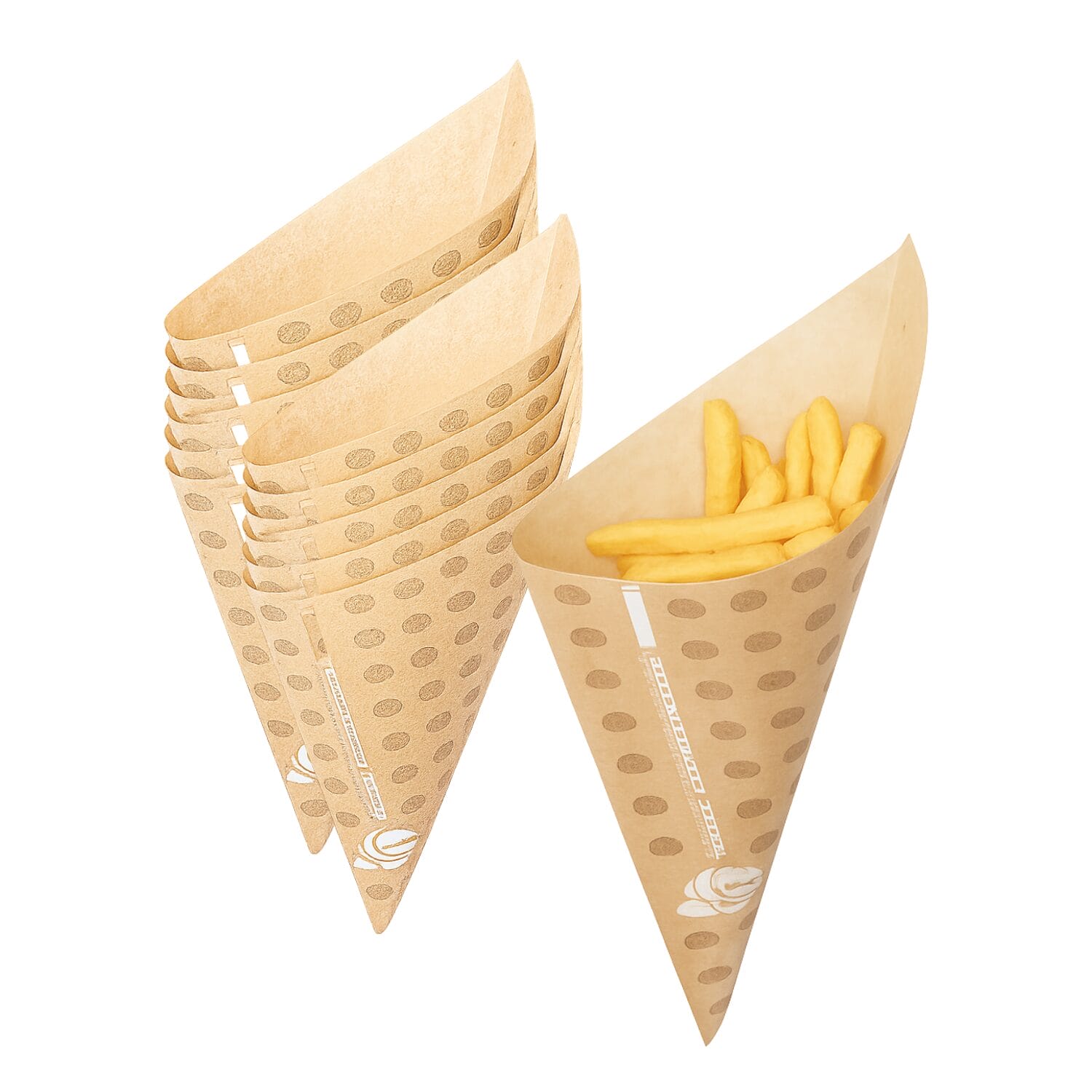 Coni in carta per fritti biodegradabili ideali per patatine e street food