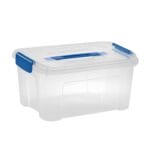 Contenitore trasparente 13 litri in plastica robusta con coperchio blu