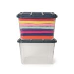Contenitore grande 59 litri in plastica trasparente con coperchio grigio