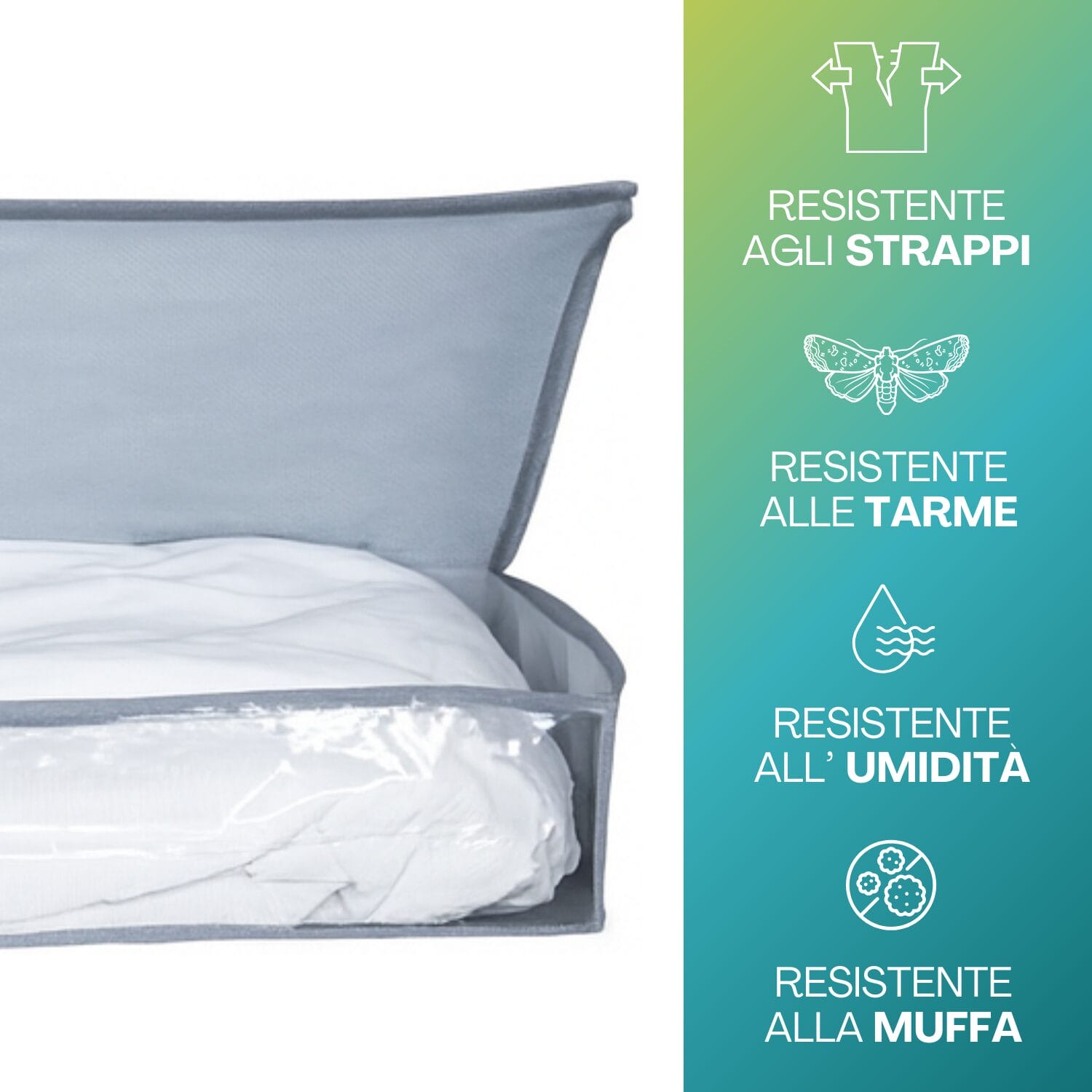Custodia per piumoni resistente a strappi tarme umidità e muffa