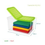 Contenitore plastica 41,5 litri 57x39x25,7 cm con coperchio verde Made in Italy