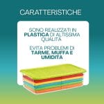 contenitori 27 litri caratteristiche Contenitore in plastica 27 litri con coperchio verde, ideale per biancheria e cambio stagione