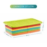 contenitori 27 litri misure Contenitore plastica 60x40x17 cm con coperchio verde, anti umidità