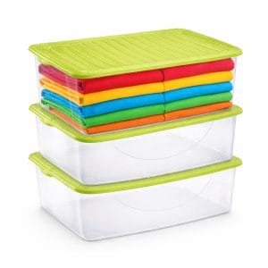 Contenitori da 27 litri in plastica trasparente con coperchio